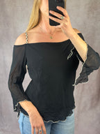 Y2K fairy whimsical black top (XL)