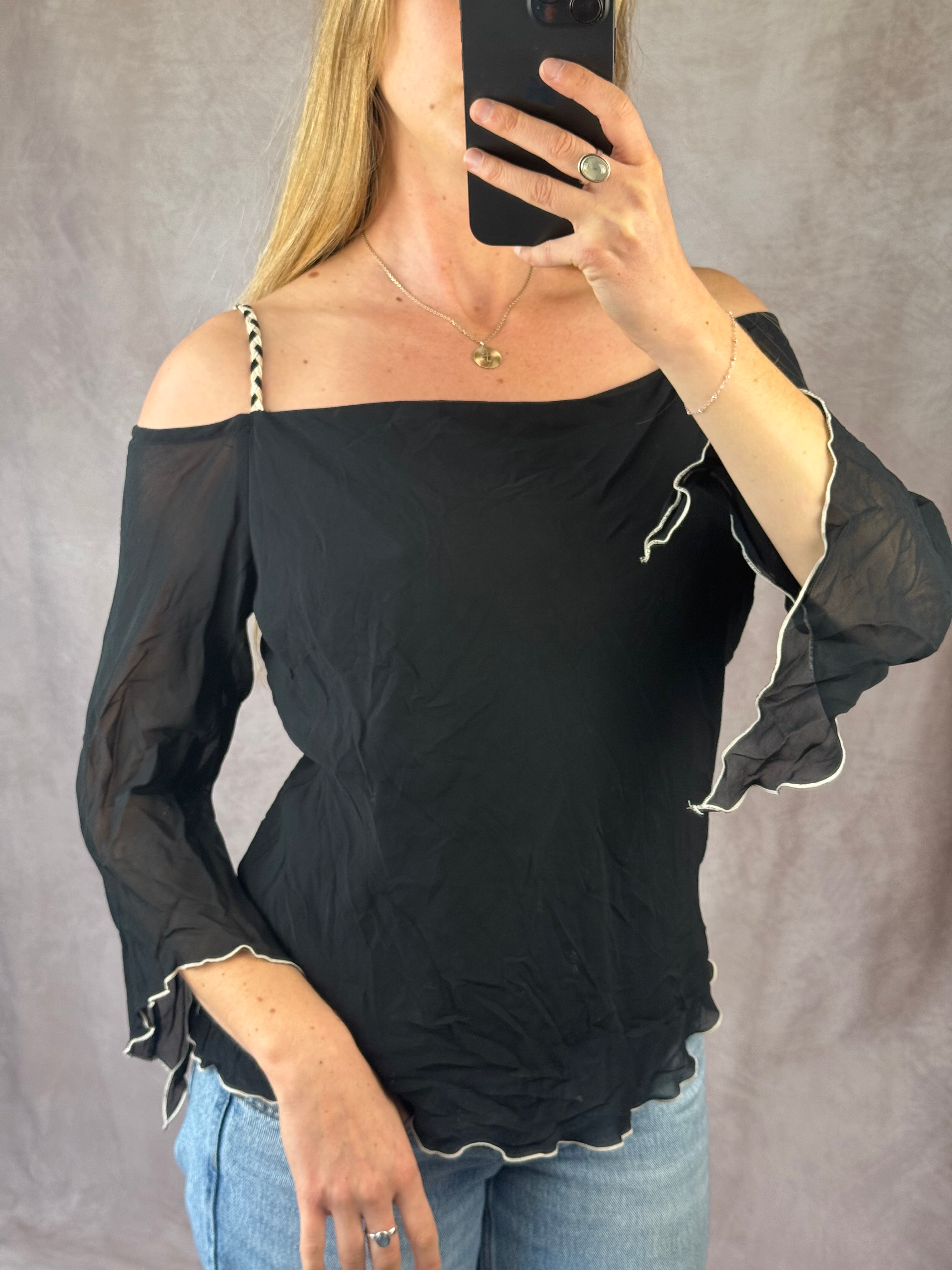 Y2K fairy whimsical black top (XL)