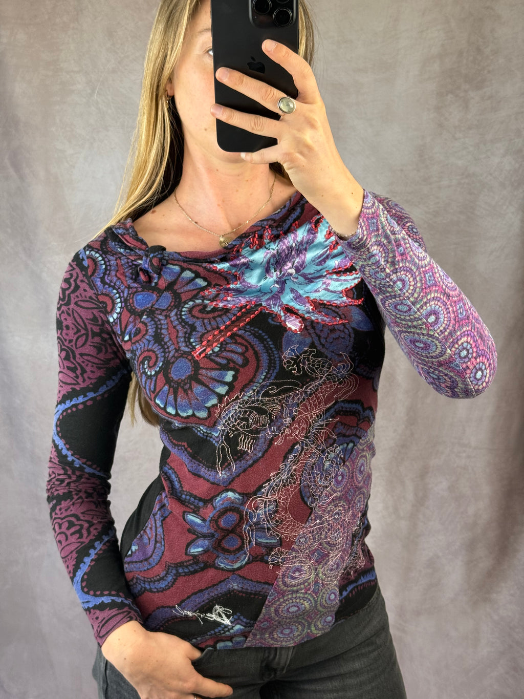 Y2K fairy whimsical purple & burgundy top (M)