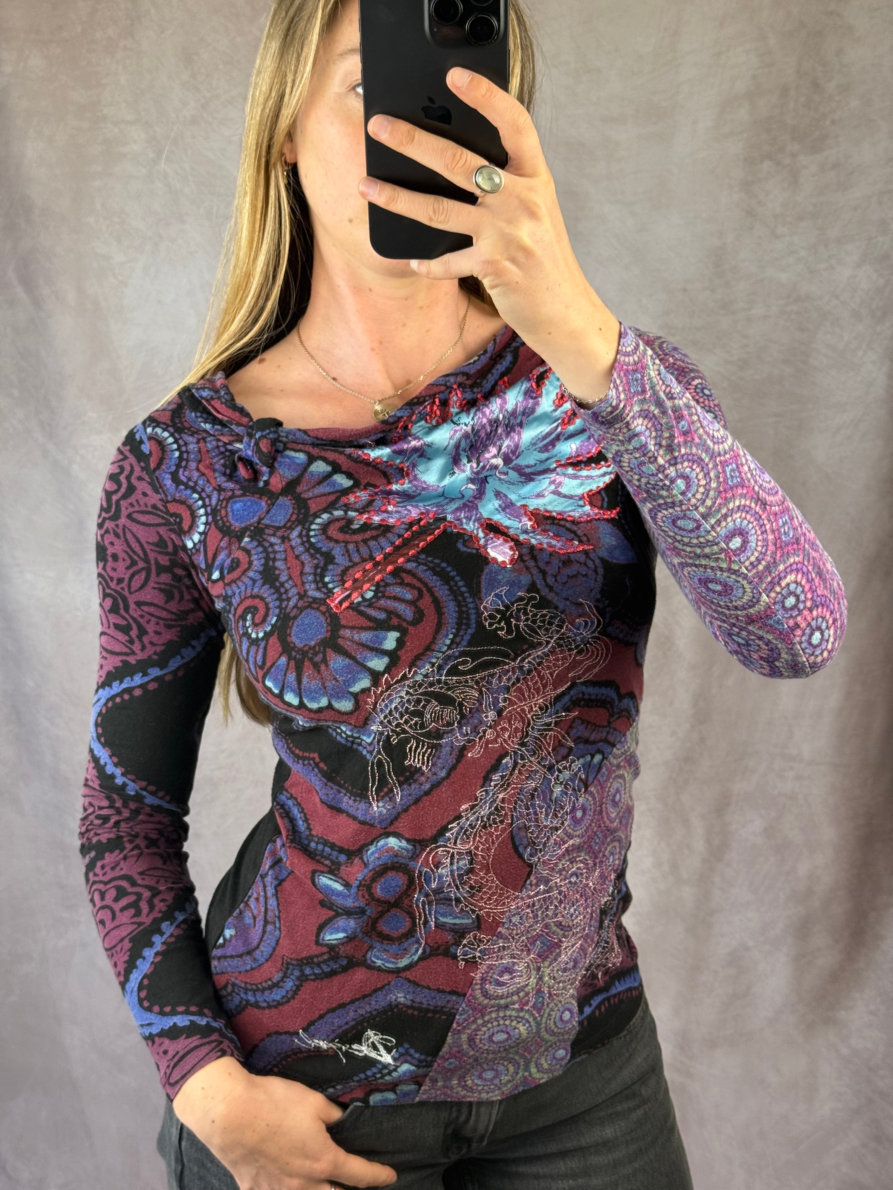 Y2K fairy whimsical purple & burgundy top (M)