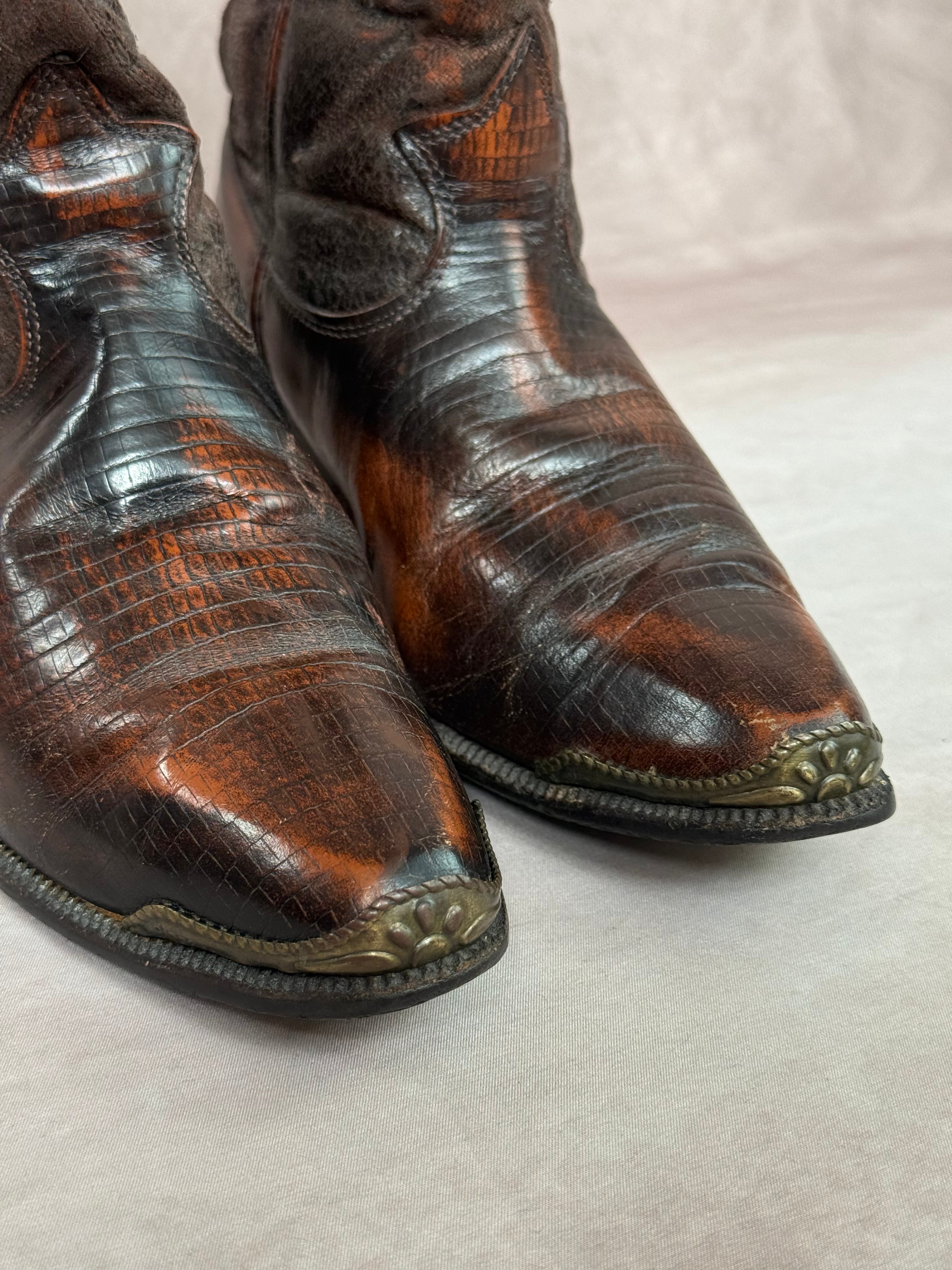 Vintage brown gold studded cowboy boots (UK 5)