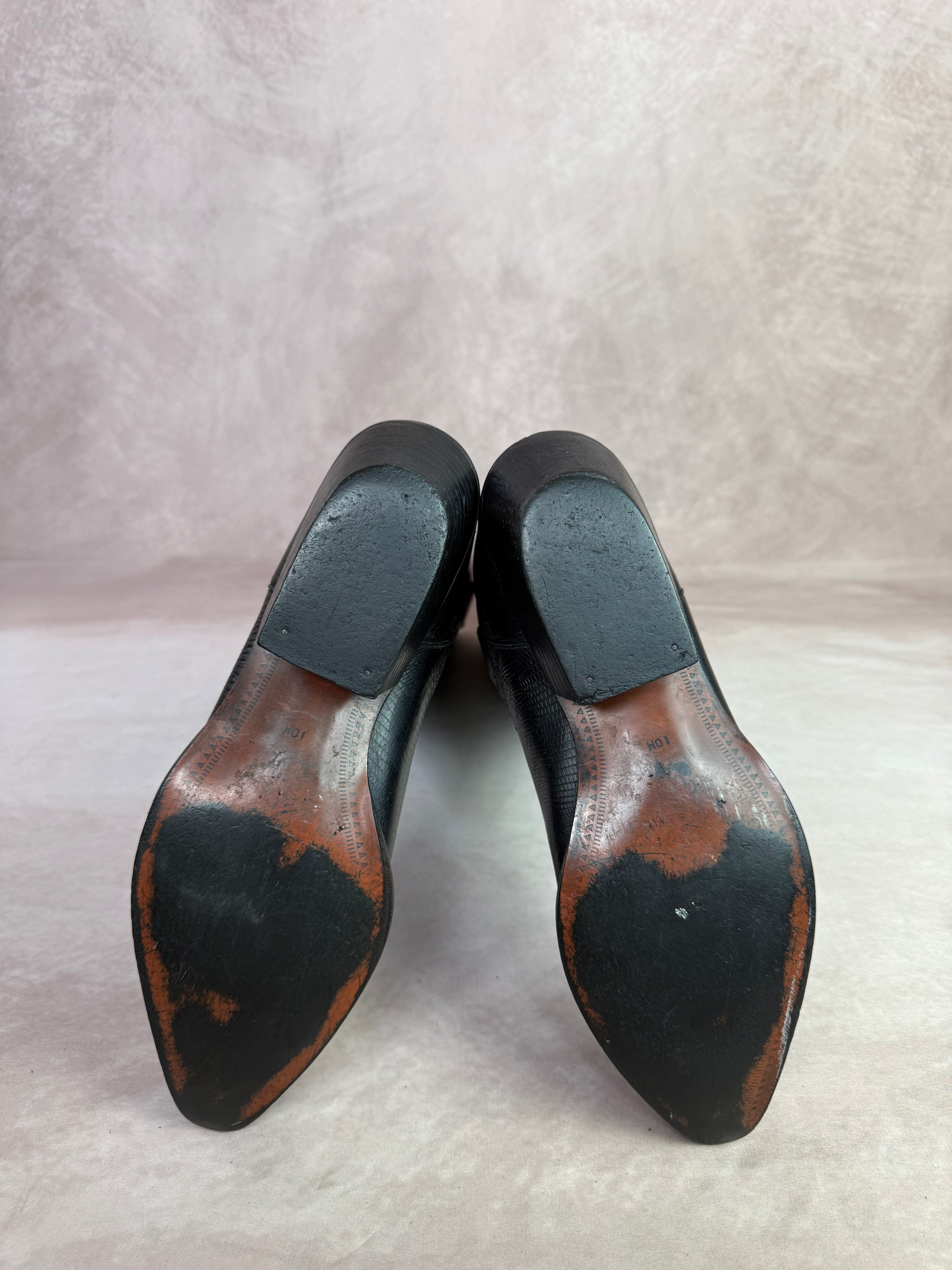 Black leather vintage cowboy boots (UK 6)