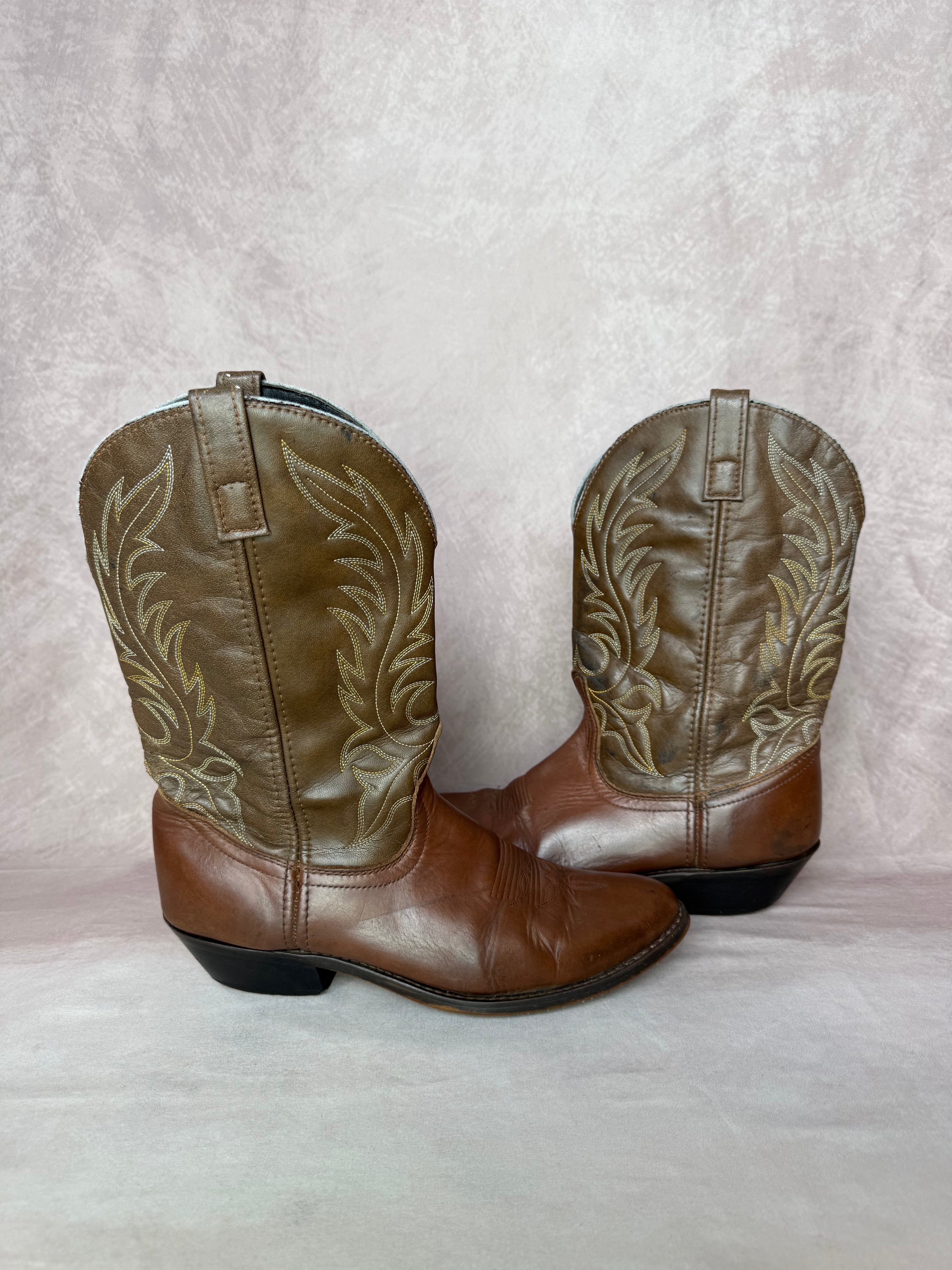 Vintage brown cowboy leather boots (UK 8)