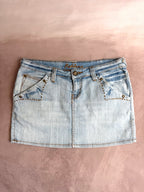 y2k 90s vintage denim mini skirt (L)