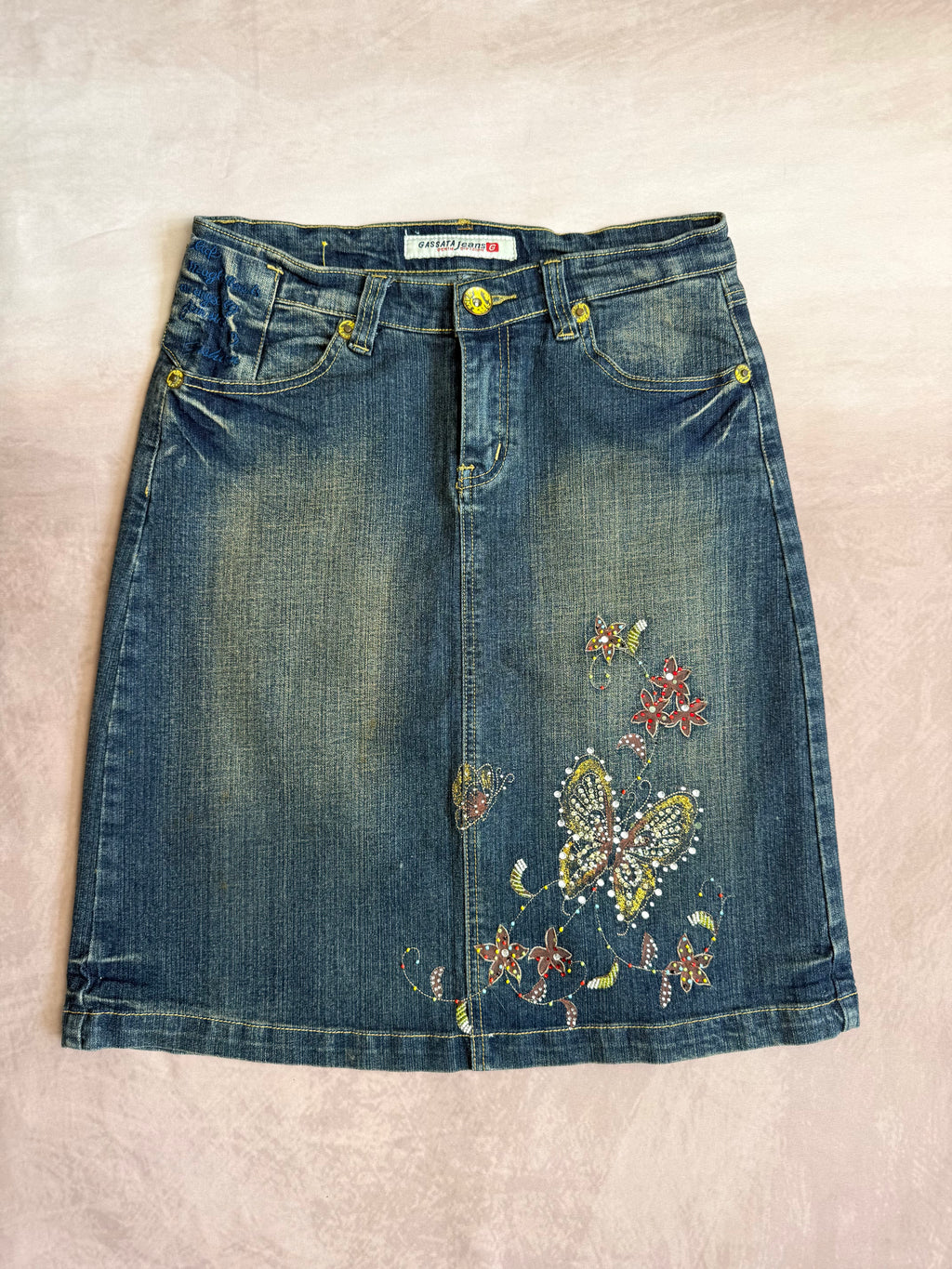 y2k 90s vintage denim mini skirt (M)