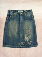 y2k 90s vintage denim mini skirt (M)