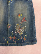y2k 90s vintage denim mini skirt (M)