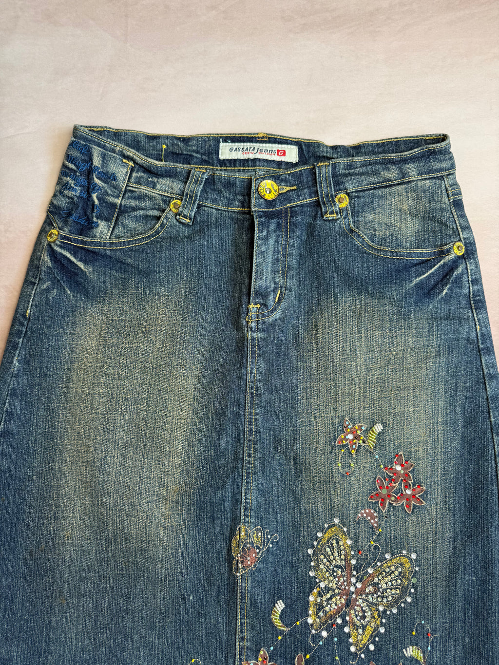 y2k 90s vintage denim mini skirt (M)