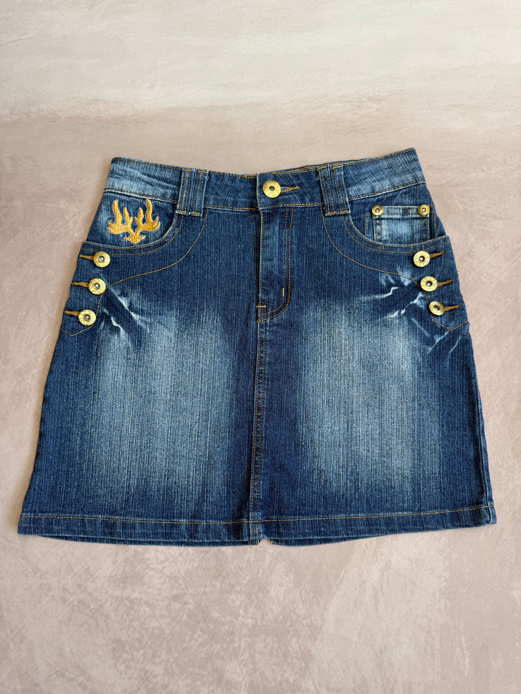y2k 90s vintage denim mini skirt (M)