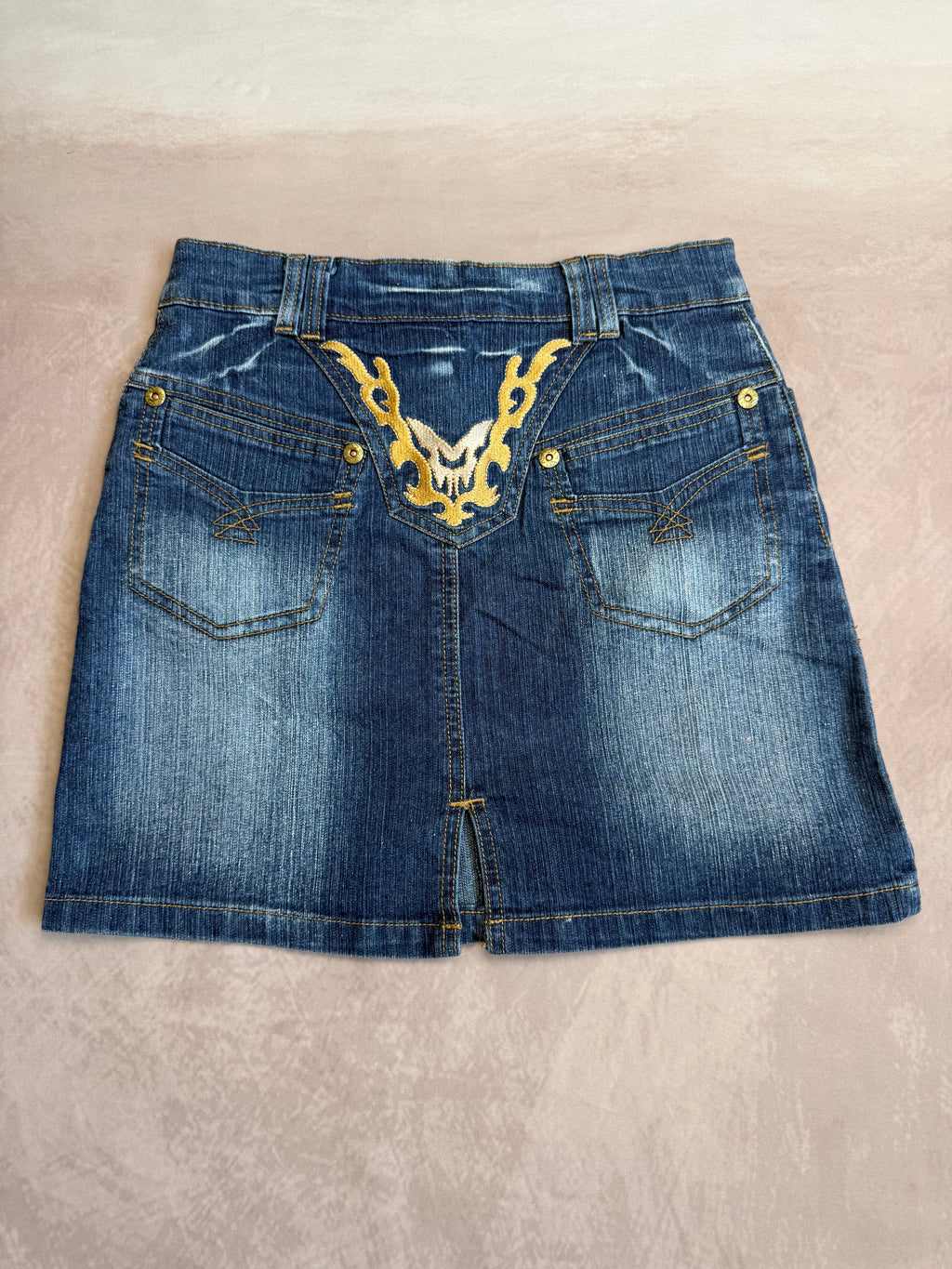 y2k 90s vintage denim mini skirt (M)