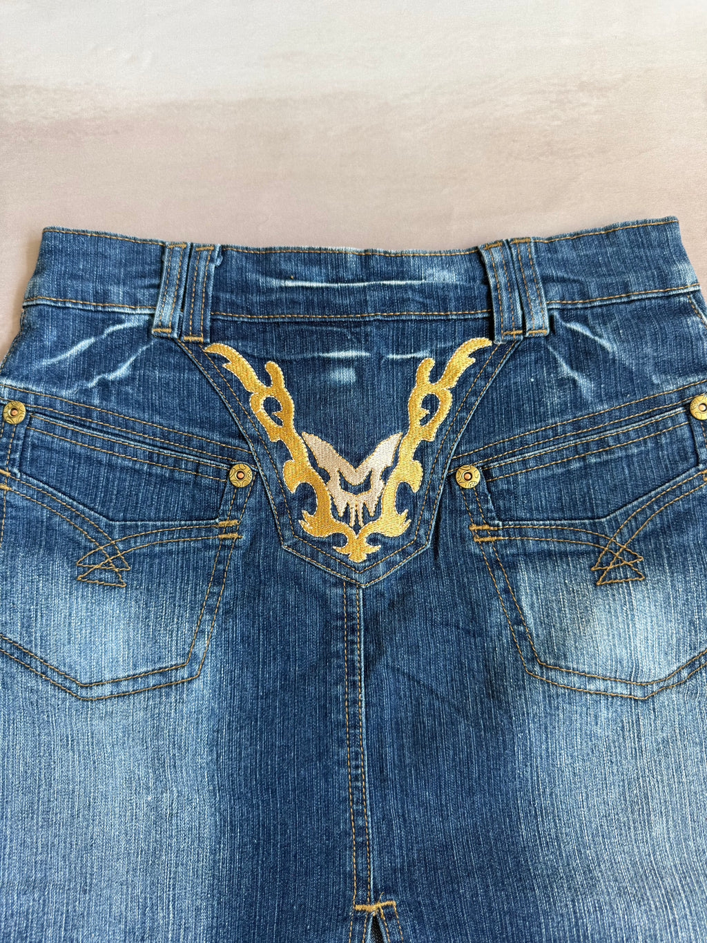 y2k 90s vintage denim mini skirt (M)