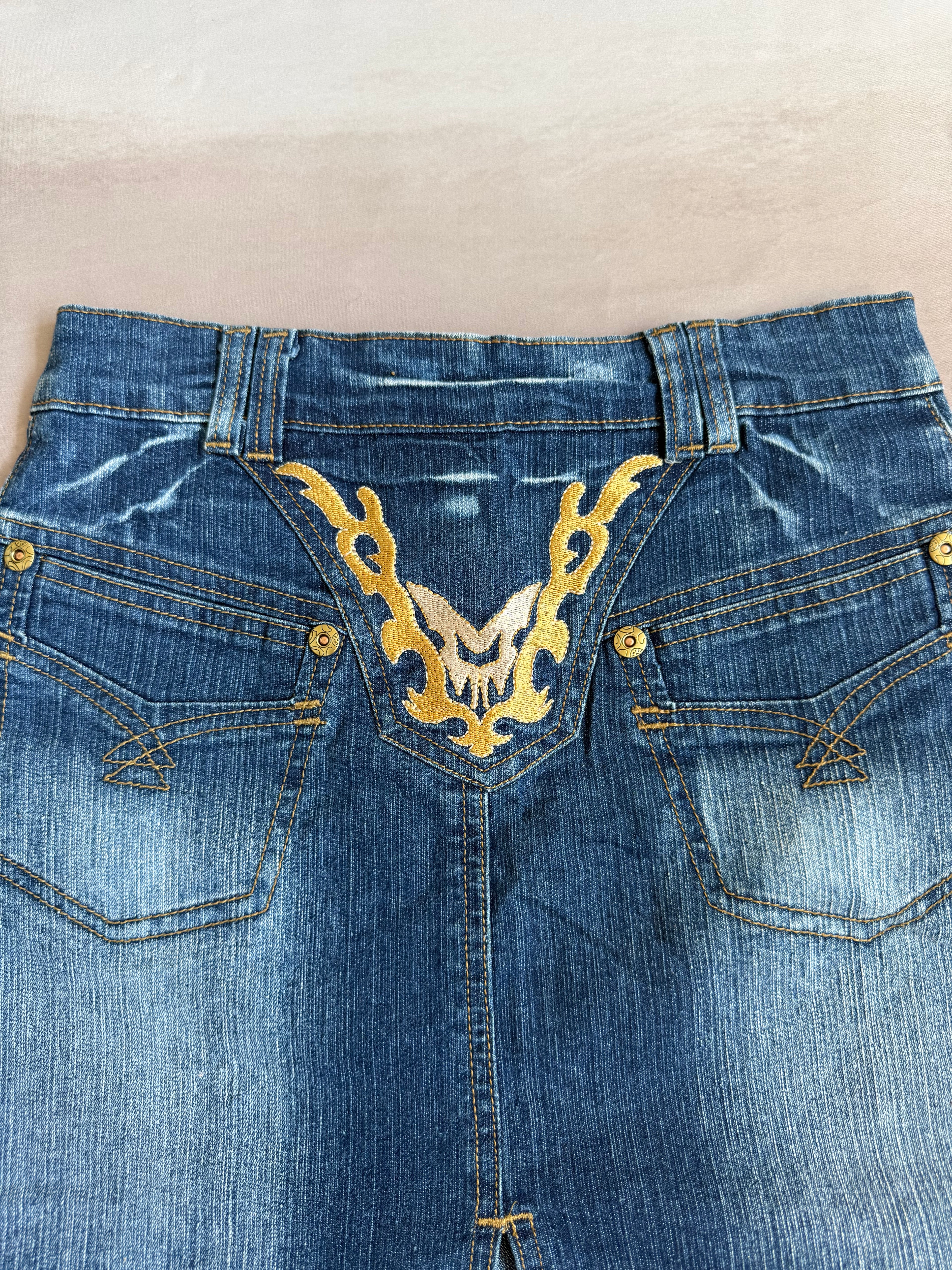 y2k 90s vintage denim mini skirt (M)