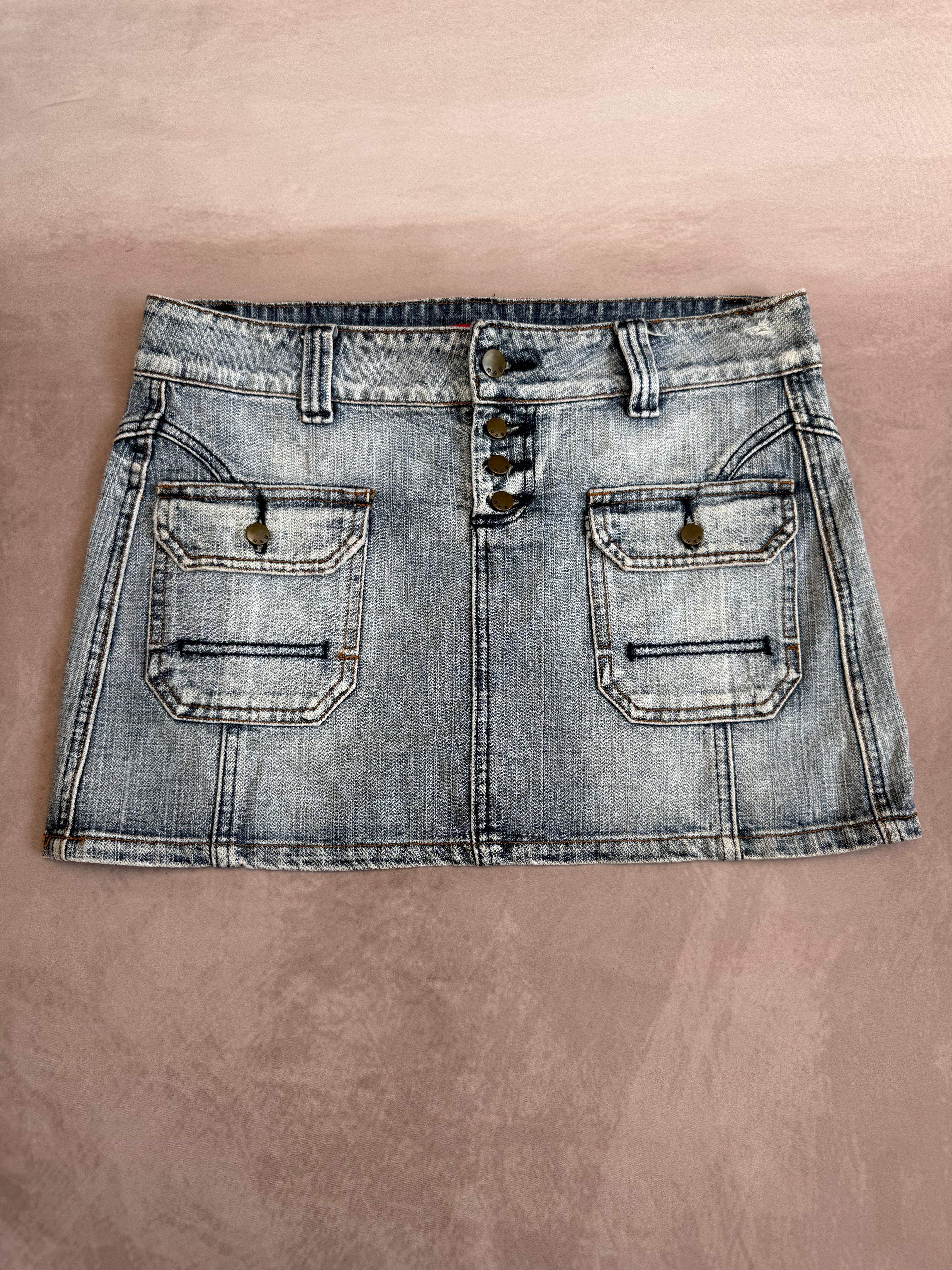 y2k 90s vintage denim mini skirt (L)