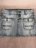 y2k 90s vintage denim mini skirt (L)