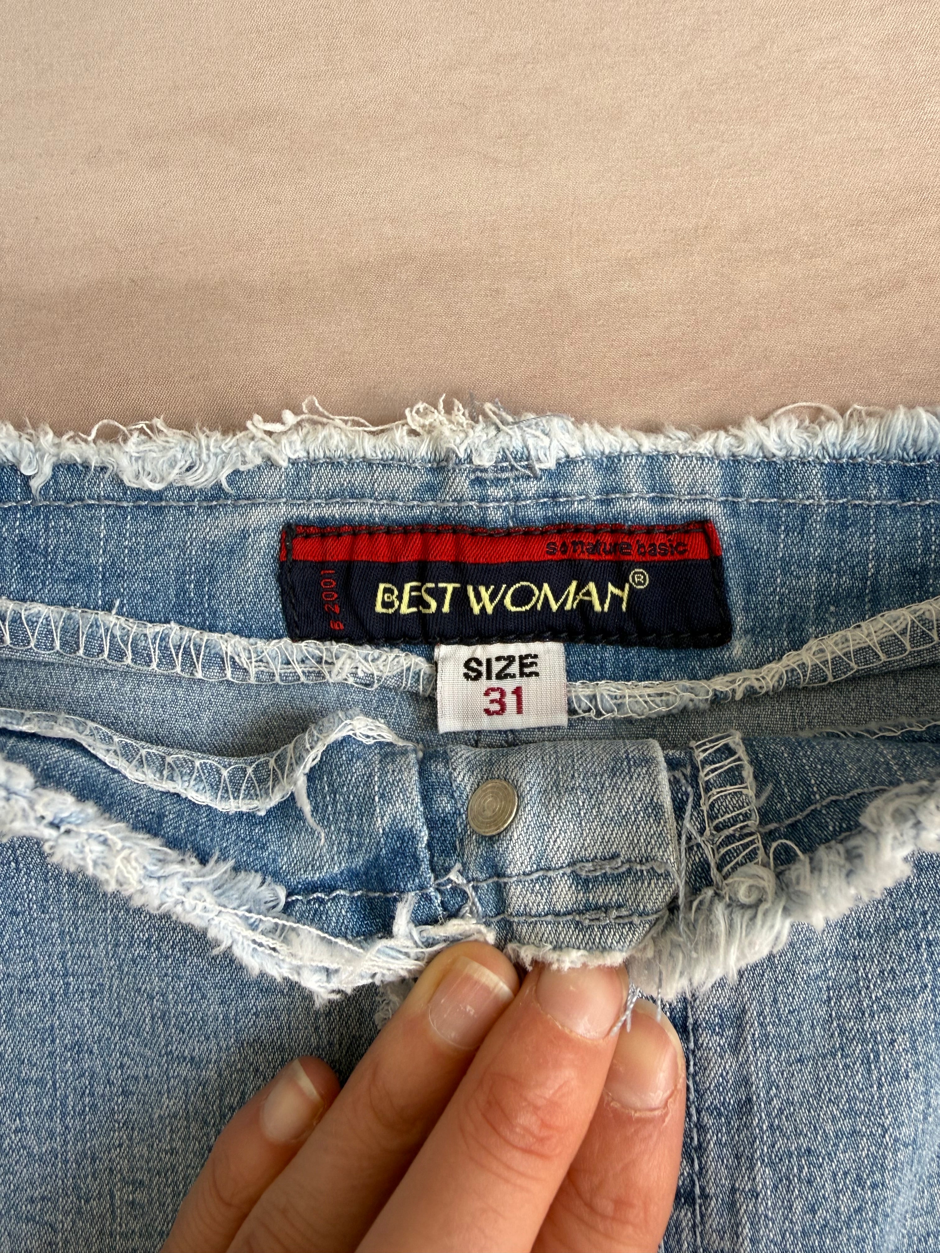 y2k 90s vintage denim mini skirt (L)