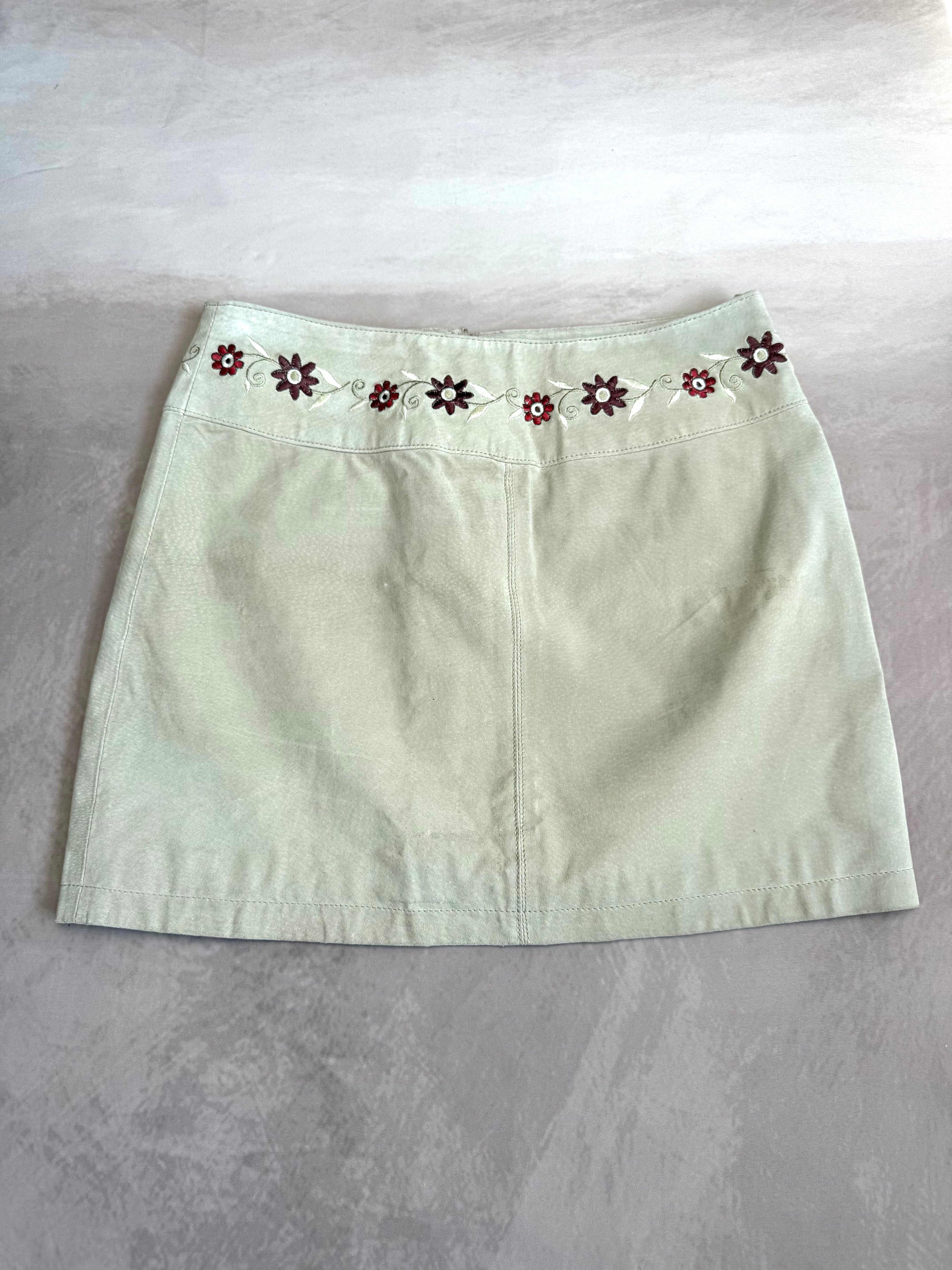 y2k 90s vintage genuine suede mini skirt (M)