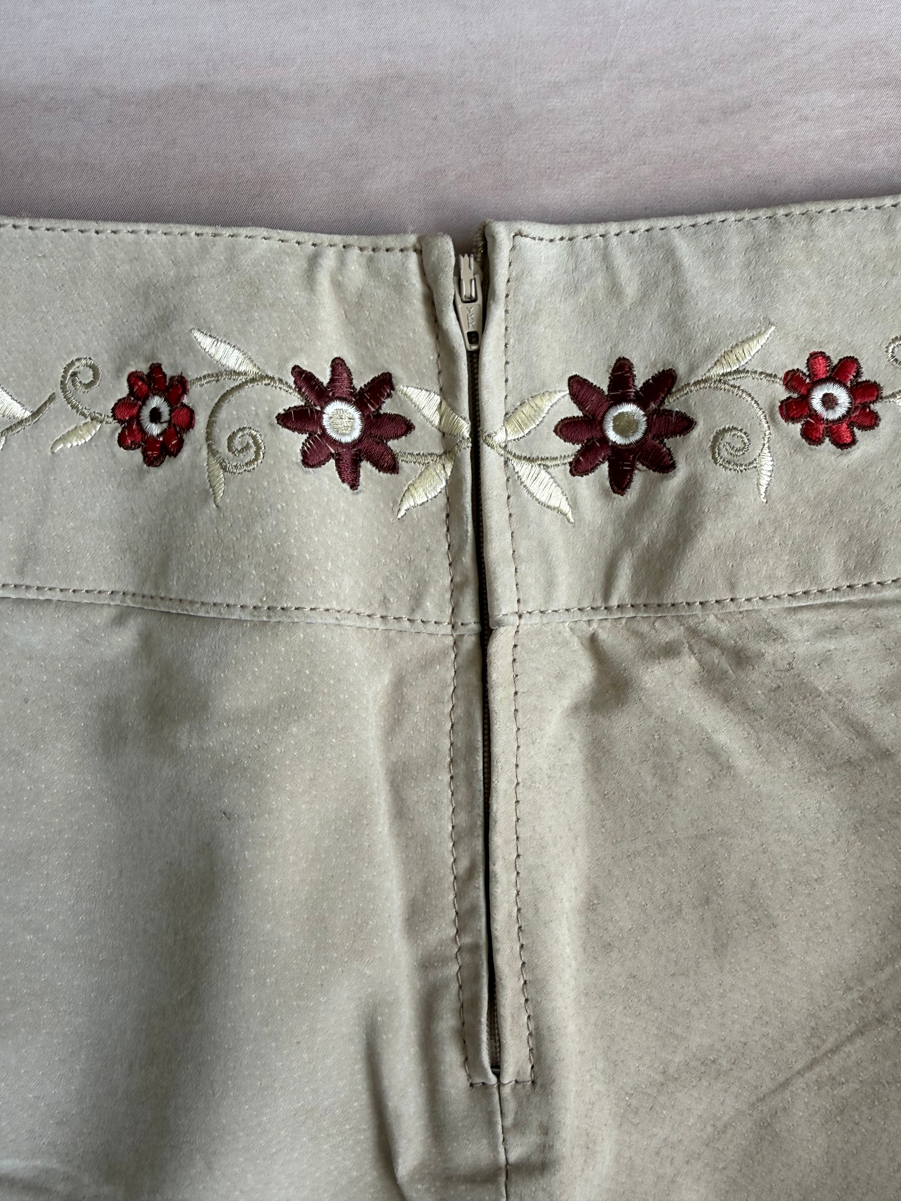y2k 90s vintage genuine suede mini skirt (M)