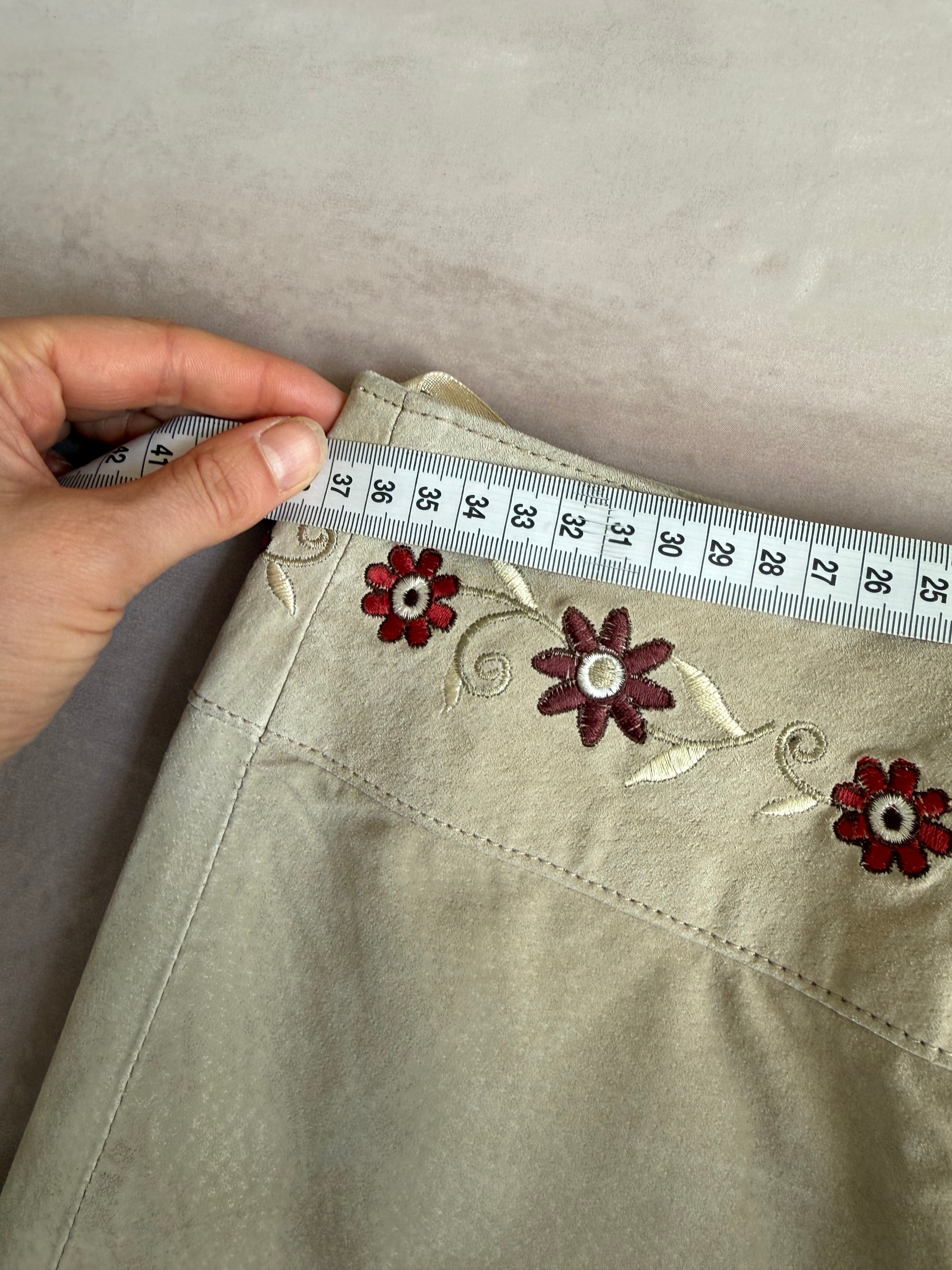 y2k 90s vintage genuine suede mini skirt (M)