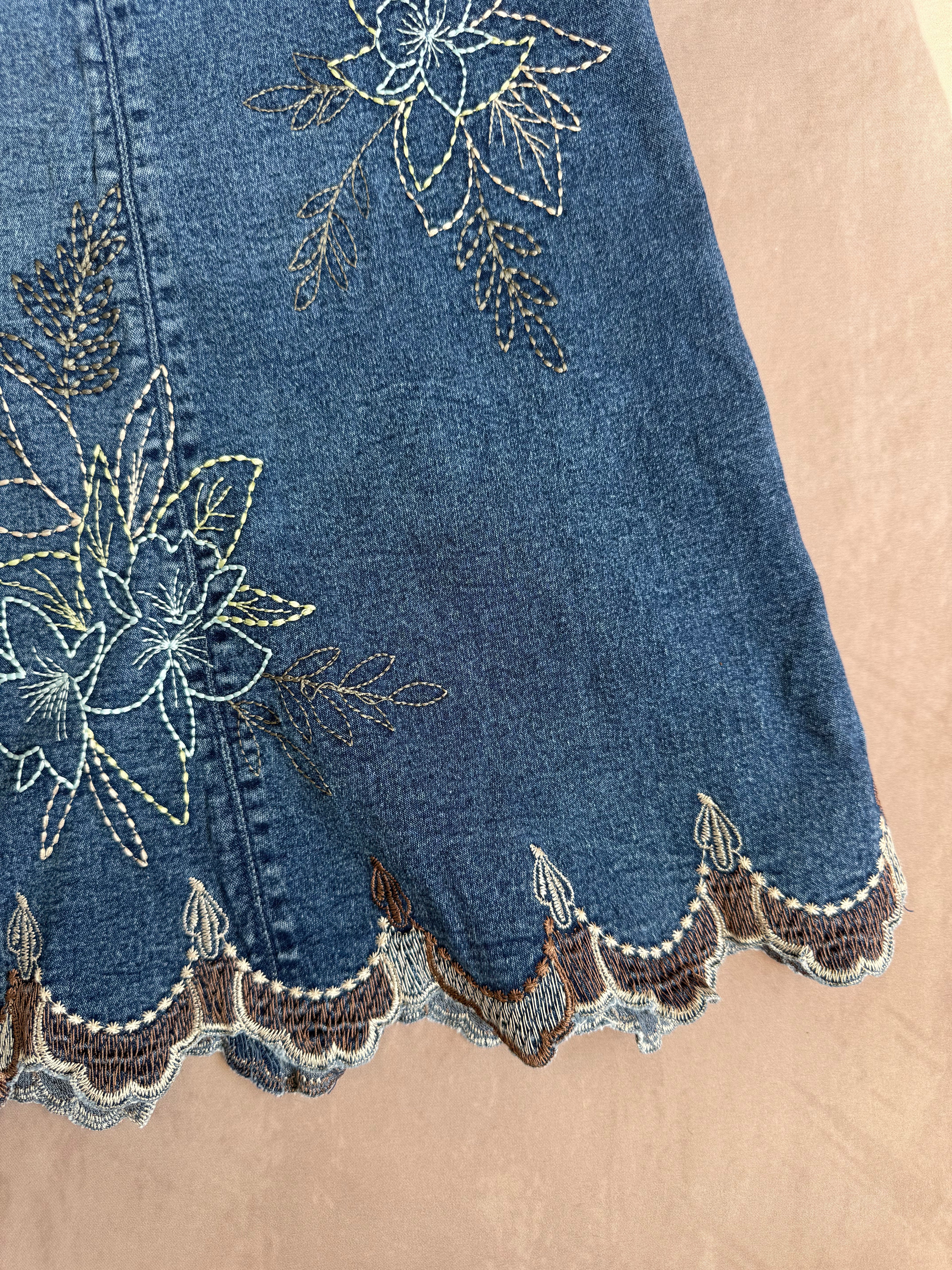 y2k 90s vintage denim mini skirt (XL)