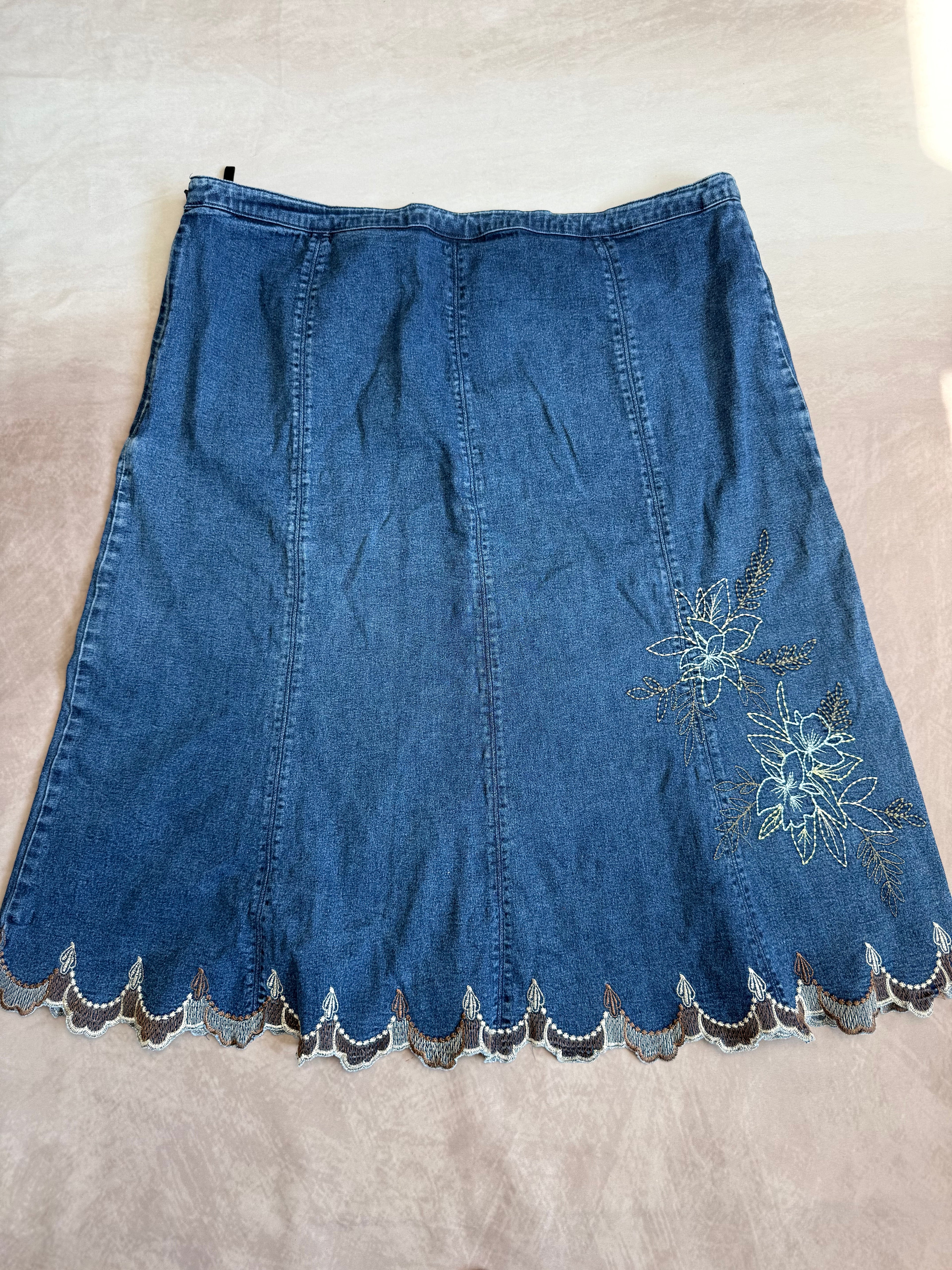 y2k 90s vintage denim mini skirt (XL)
