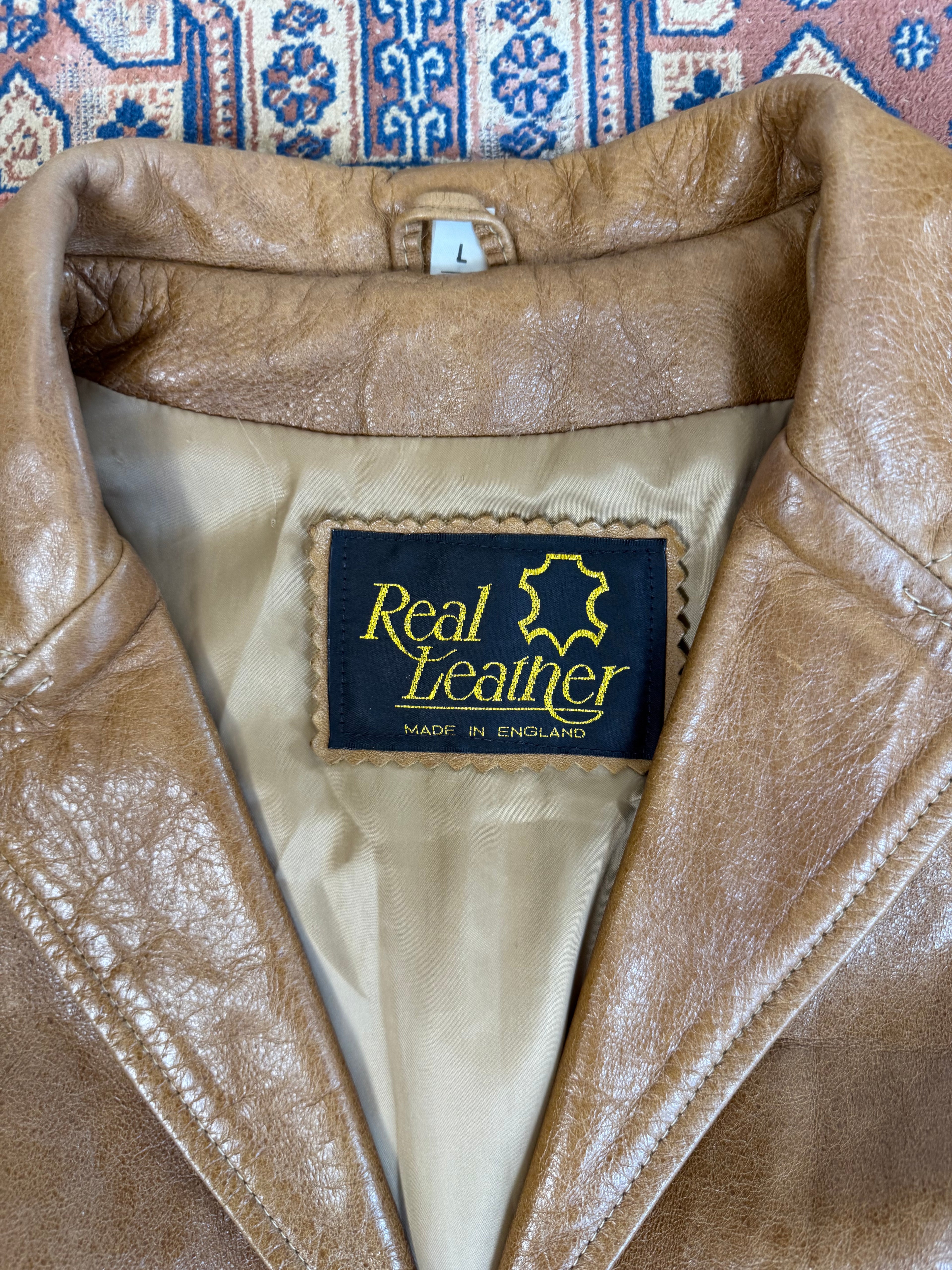 90's, Y2K Caramel Brown Vintage Leather Jacket