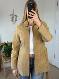 90's Y2K Beige Suede Vintage Leather Jacket