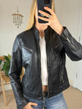 Biker Black Vintage Leather Jacket – Minimal Moto Chic