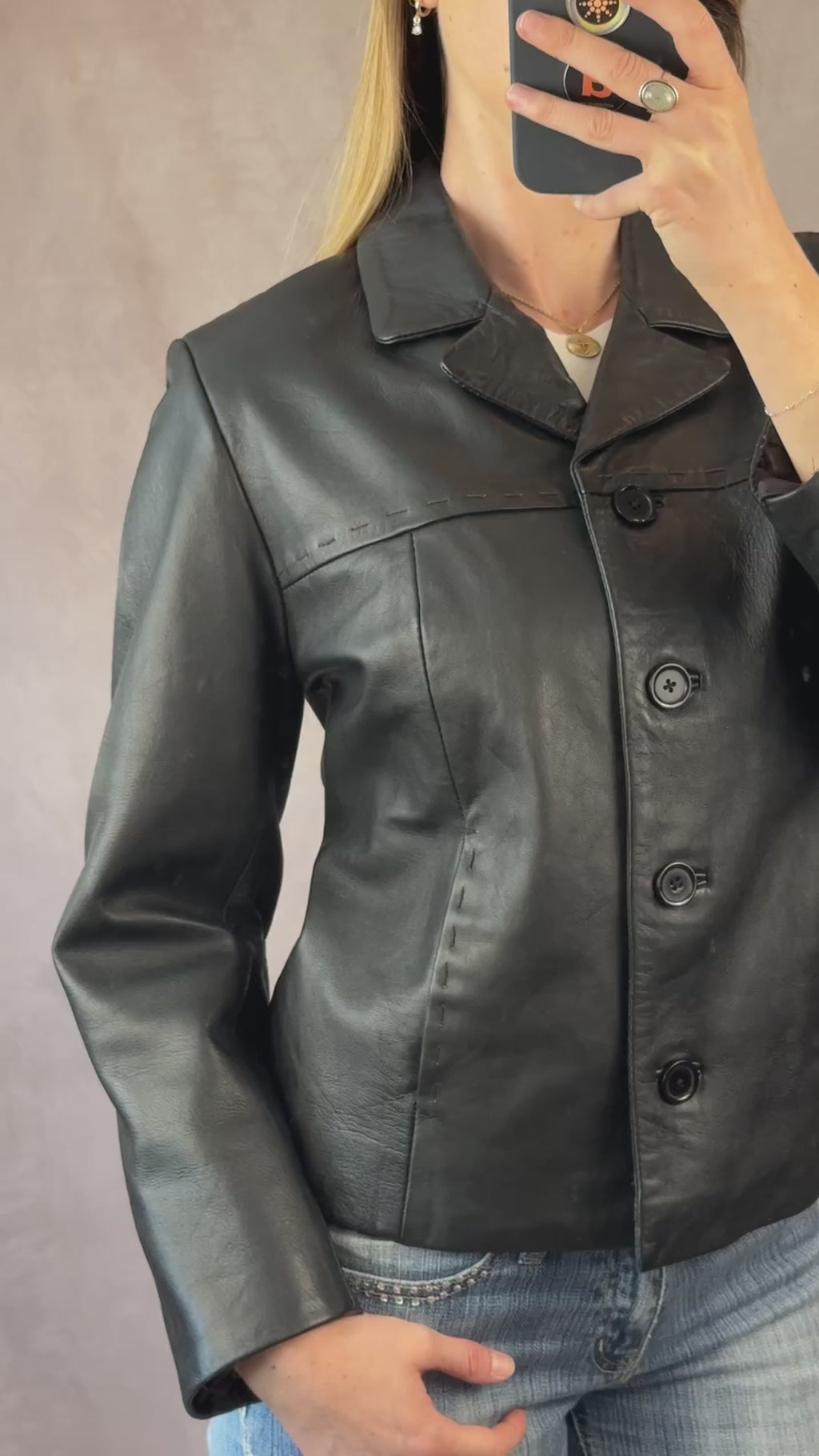 Vintage Y2K Italian leather biker jacket (L)