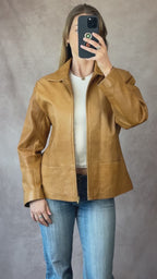 Vintage Y2K Italian tan leather biker jacket (XL)