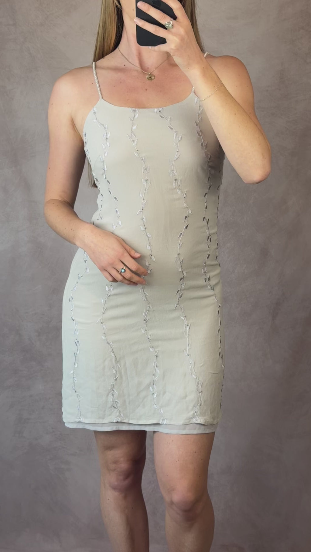VIntage Y2K whimsical silver evening dress (S)