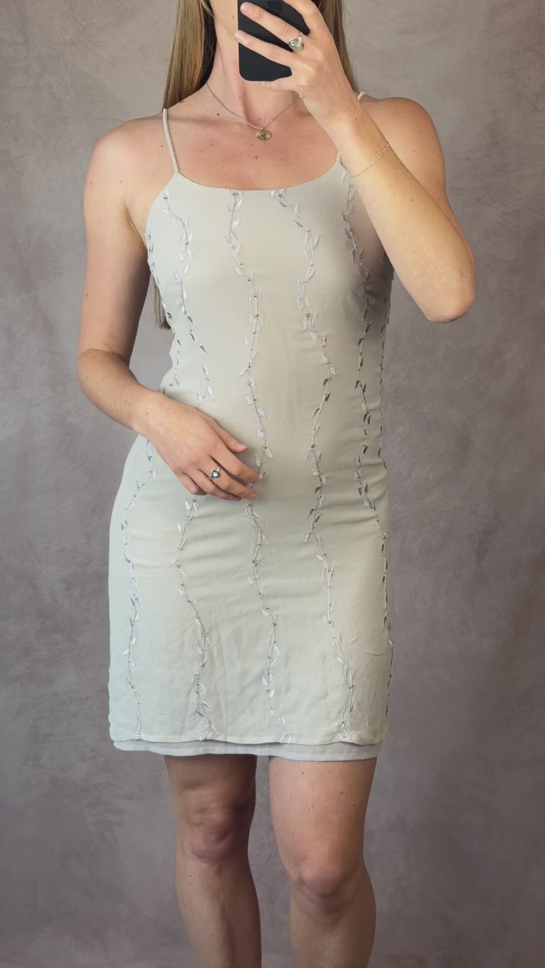 VIntage Y2K whimsical silver evening dress (S)