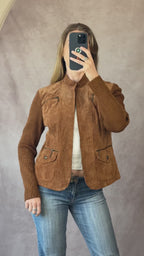 Vintage Y2K brown suede racer jacket (M)
