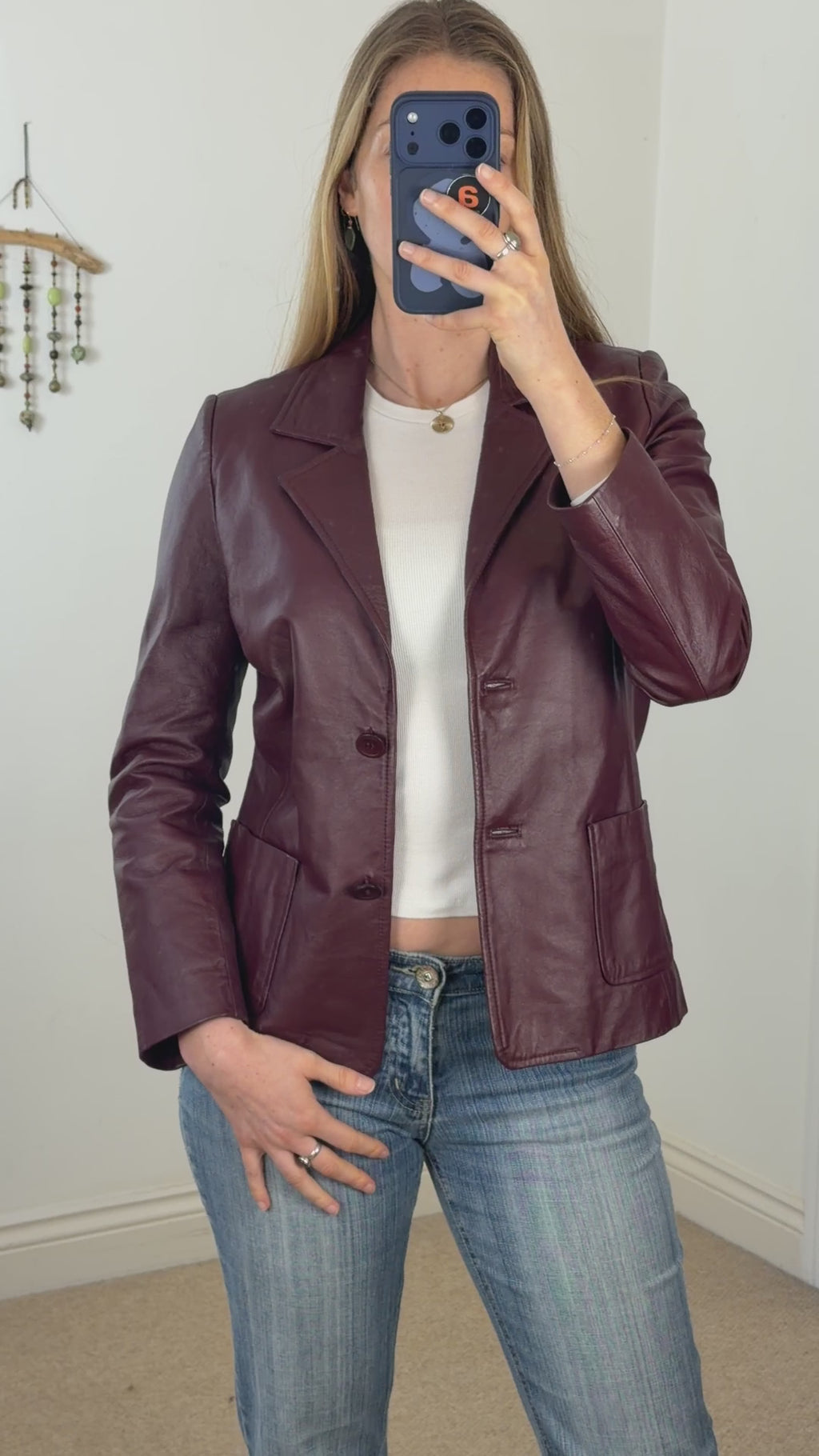 Burgundy Y2K Vintage Leather Jacket – Racer Moto Style