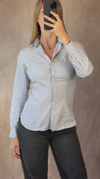 Y2K vintage white & blue stripped shirt (S).
