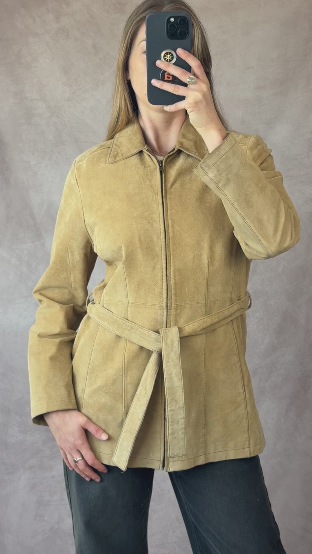 Vintage brown suede coat (L)