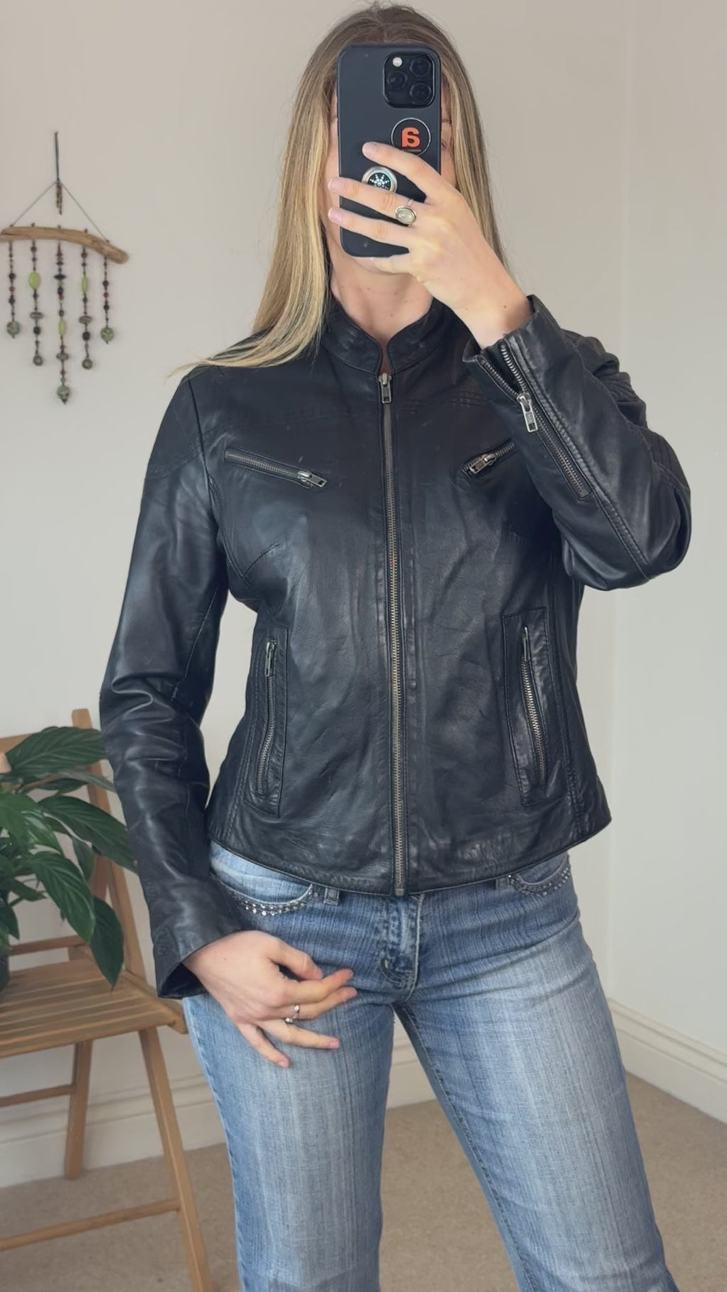 Biker Black Vintage Leather Jacket – Minimal Moto Chic