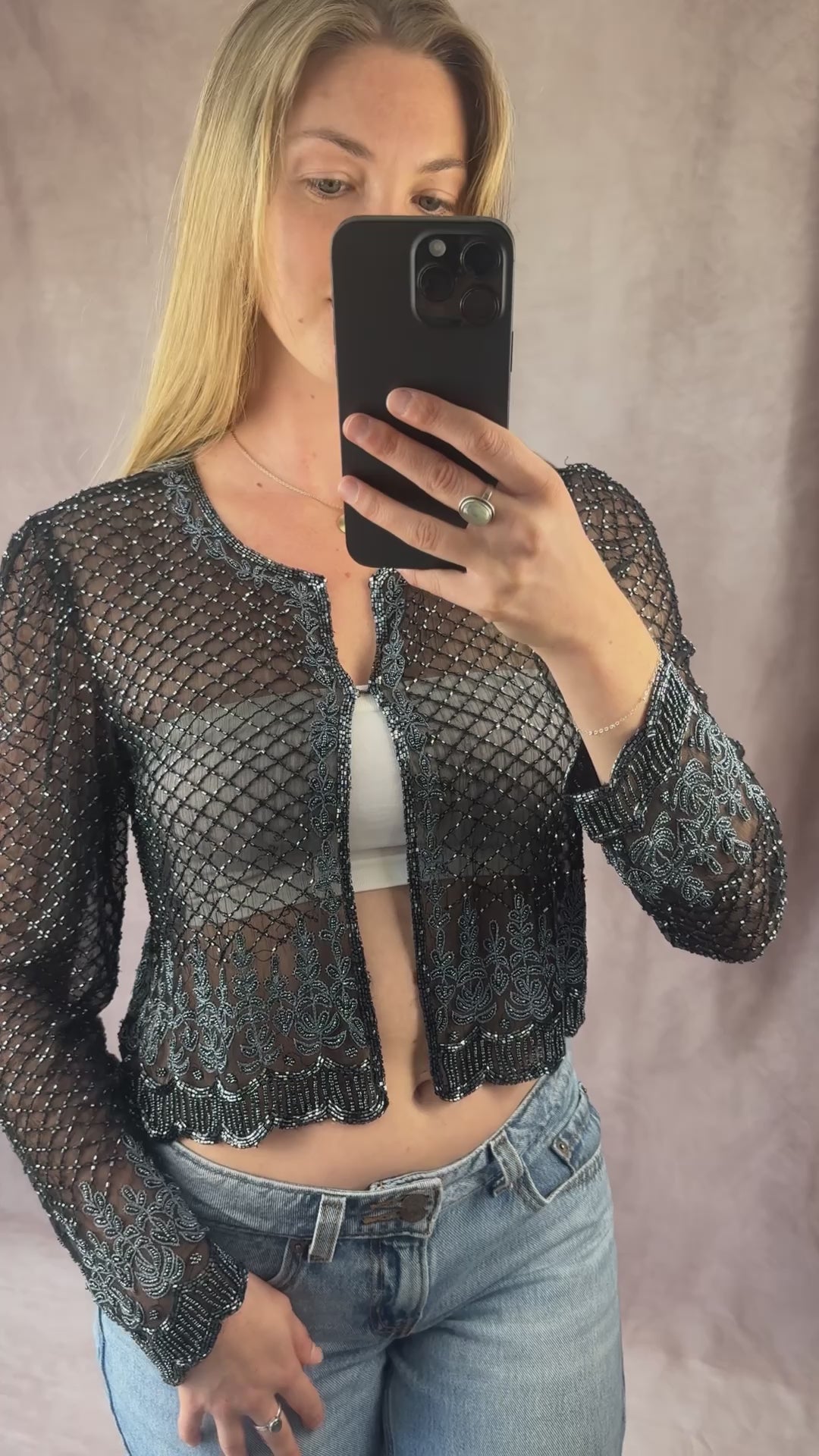 Y2K fairy whimsical black & blue sparkly top (S)