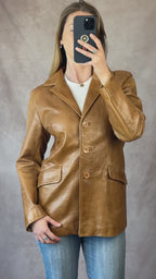 Vintage Y2K brown leather blazer jacket (L)