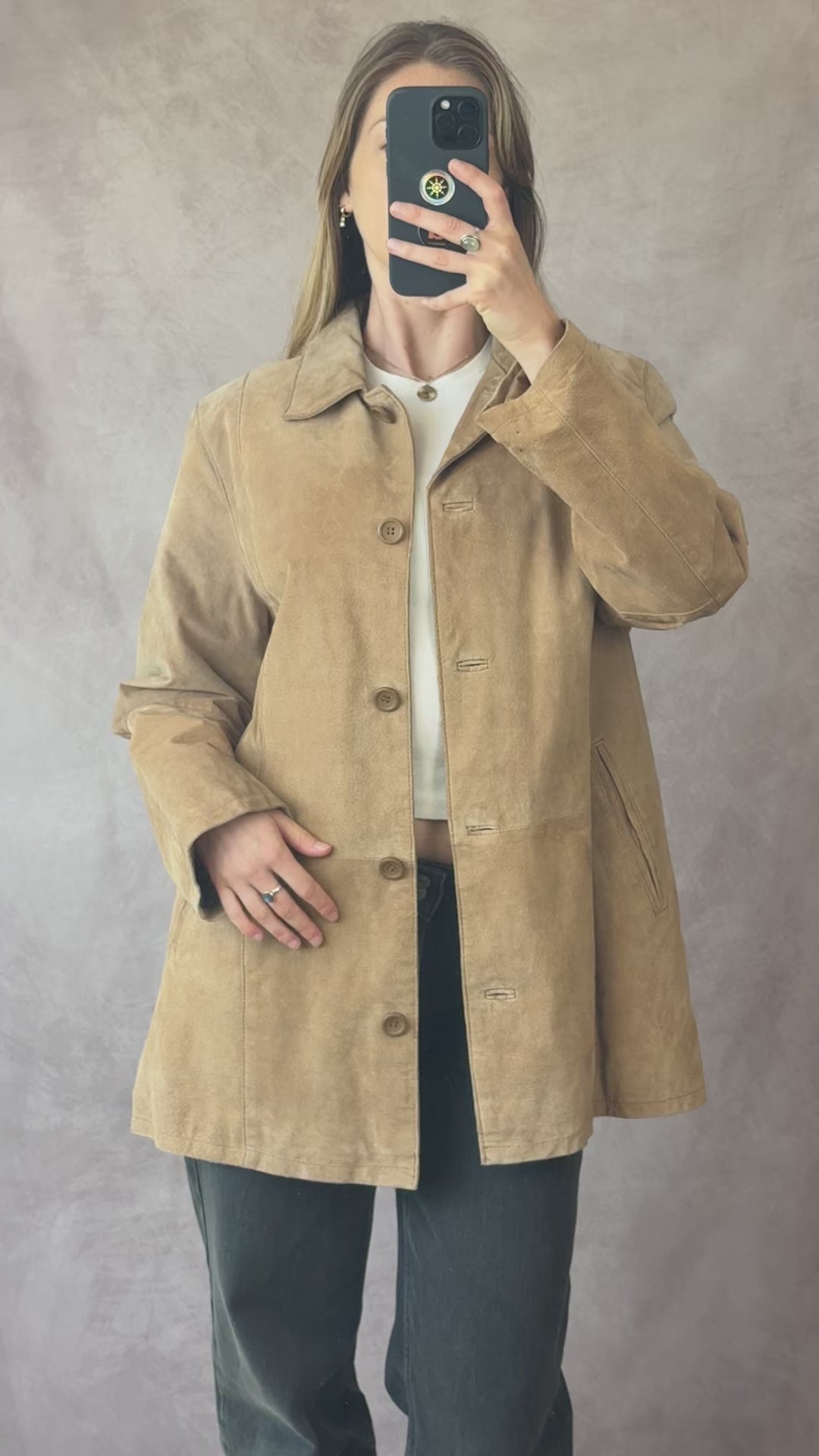 Vintage Y2K brown suede coat (L)
