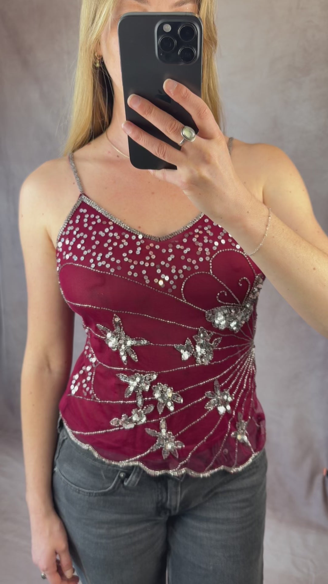 Y2K fairy whimsical burgundy top (M)