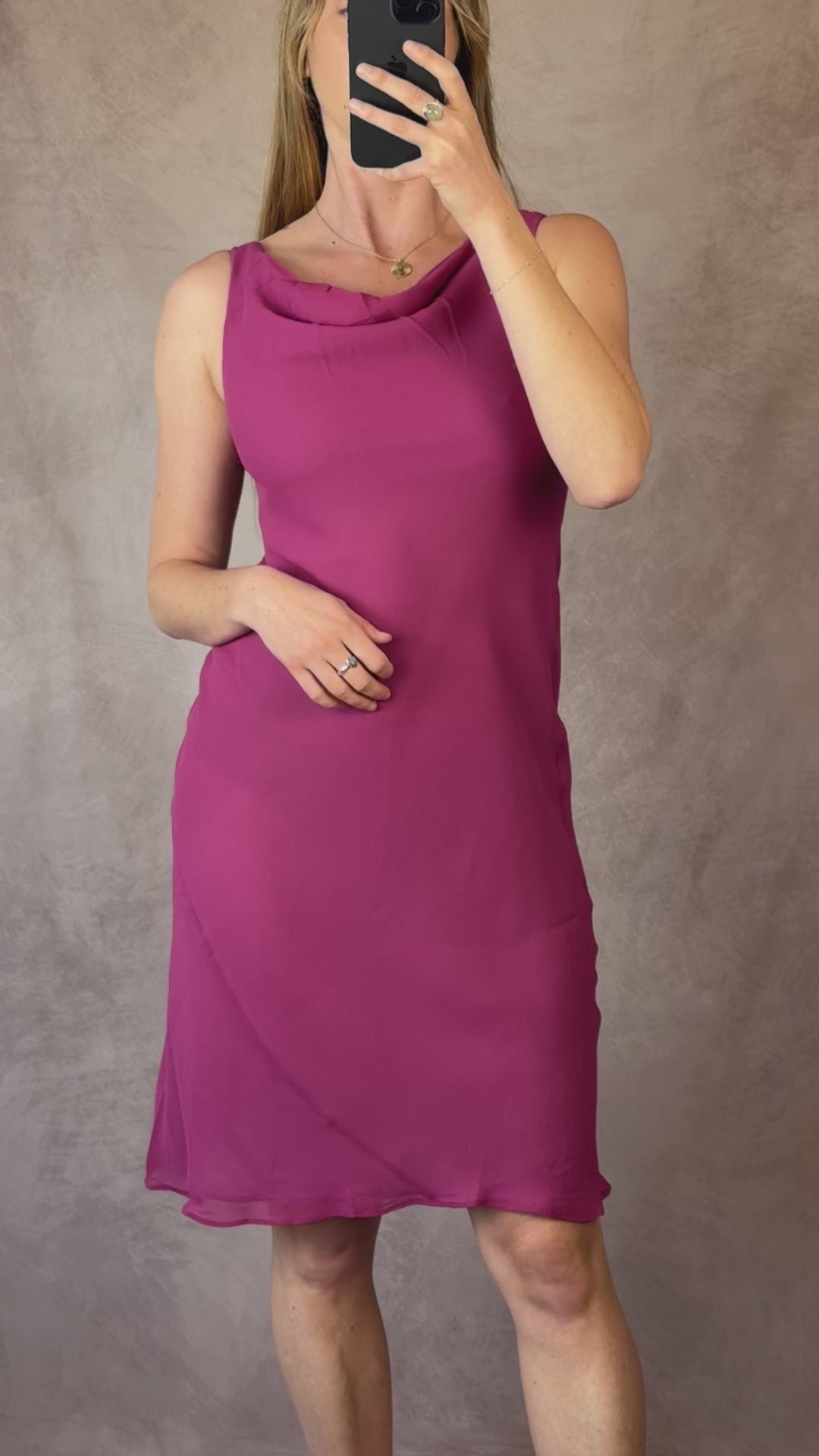 Vintage Y2K cowl neck pink dress (S)