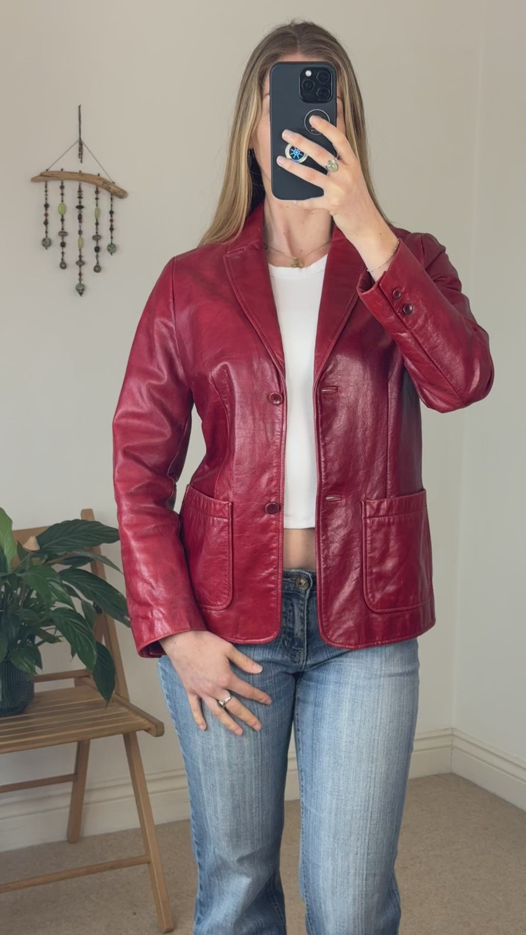 90's Y2K Red Racer Leather Jacket