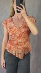 Y2K fairy whimsical orange tie-dye top (L)